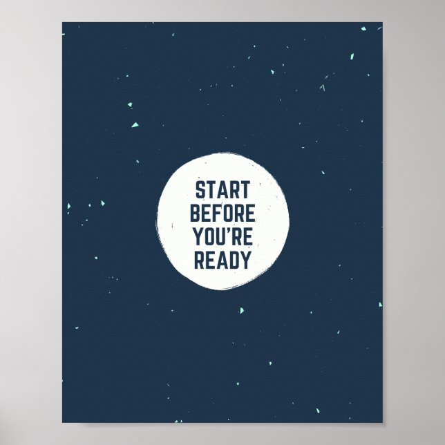 Navy and White Grunge Texture Quote Cool Poster (Front)
