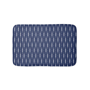 Navy and White Intricate Line Pattern Bath Mat
