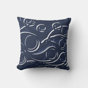 Navy and White Modern Elegant Abstract Cushion
