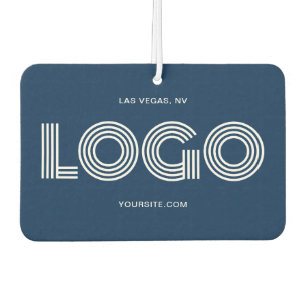 Navy and White Modern Rectangular Logo and Photo Car Air Freshener