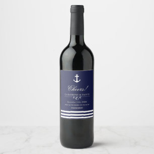 Navy and White Nautical Wine Labels