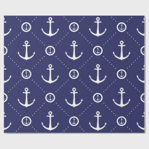 Navy and  White Nautical Wrapping Paper