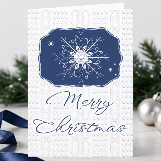 Navy And White One Snowflake Christmas Holiday Card