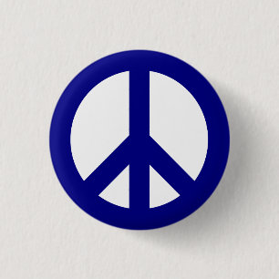 Navy and White Peace Symbol Button