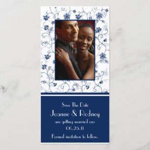 Navy and White Photo Save The Date