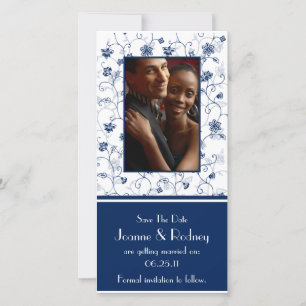Navy and White Photo Save The Date