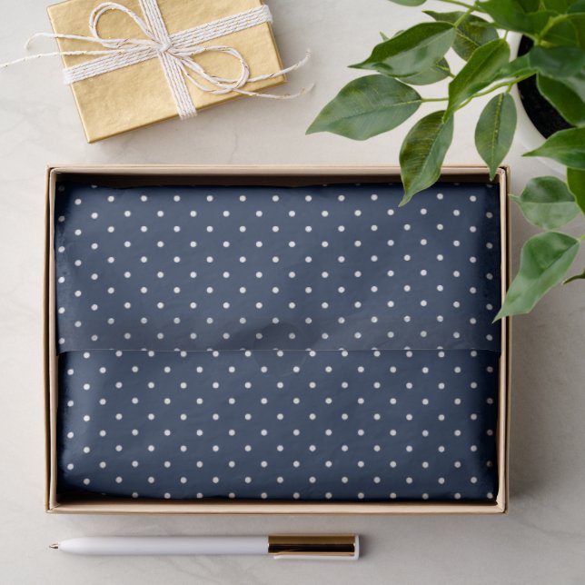 Navy and White Polka Dot Tissue Paper (Gift)