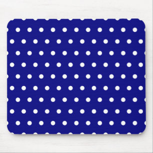 Navy and White Polka Dots Mouse Mat