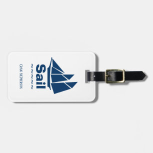 Navy and White Sailing Sailboat Luggage Tag
