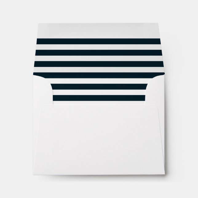 Navy and white stripe Return address note card Envelope (Back (Bottom))