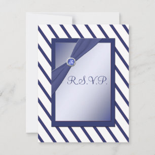 Navy and White Stripe RSVP Card
