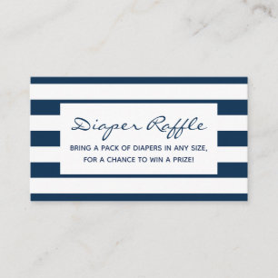 Navy and White Stripes Baby Shower Diaper Raffle Enclosure Card
