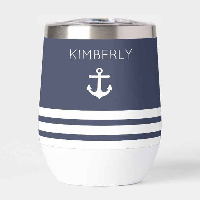 Navy and White Stripes Nautical Personalised   (Front)