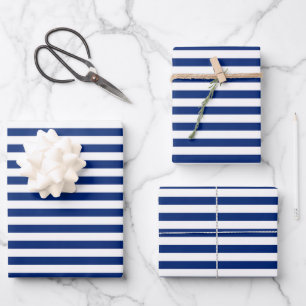 navy and white stripes wrapping paper sheet