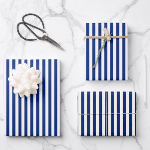 navy and white stripes wrapping paper sheet