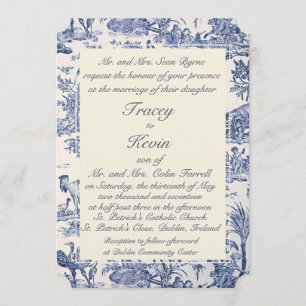 Navy and White Toile Invitation