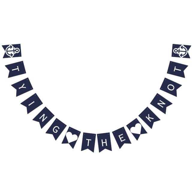 Navy and White Tying The Knot Nautical Bunting Bunting (All)