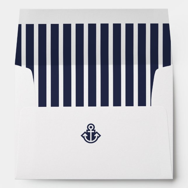 Navy and White Vertically Striped Anchor Envelopes (Back (Bottom))