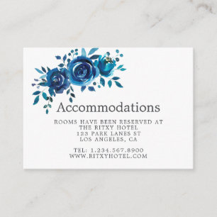 Navy and White Watercolor Wedding Accommodations Enclosure Card
