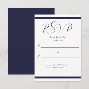 Navy and White Wedding RSVP Card