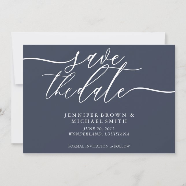 Navy and White Wedding Save Date Photo Save The Date (Front)
