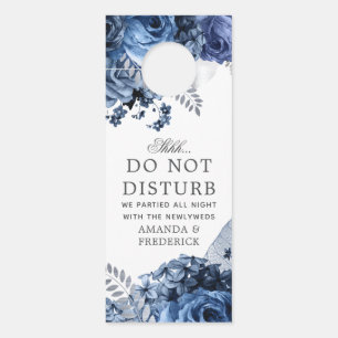 Navy and White with Silver Foil Wedding Door Hanger