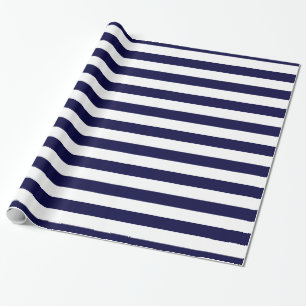 Navy and White XL Stripe Pattern V Wrapping Paper