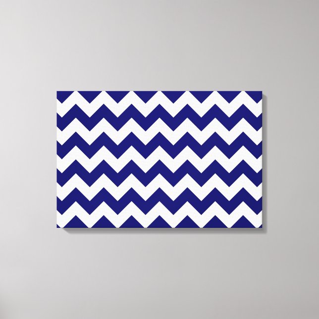 Navy and White Zigzag Canvas Print (Front)