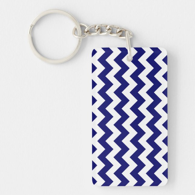 Navy and White Zigzag Key Ring (Front)