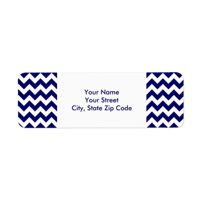 Navy and White Zigzag return address label (Front)