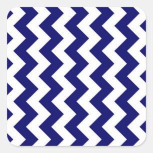 Navy and White Zigzag Square Sticker