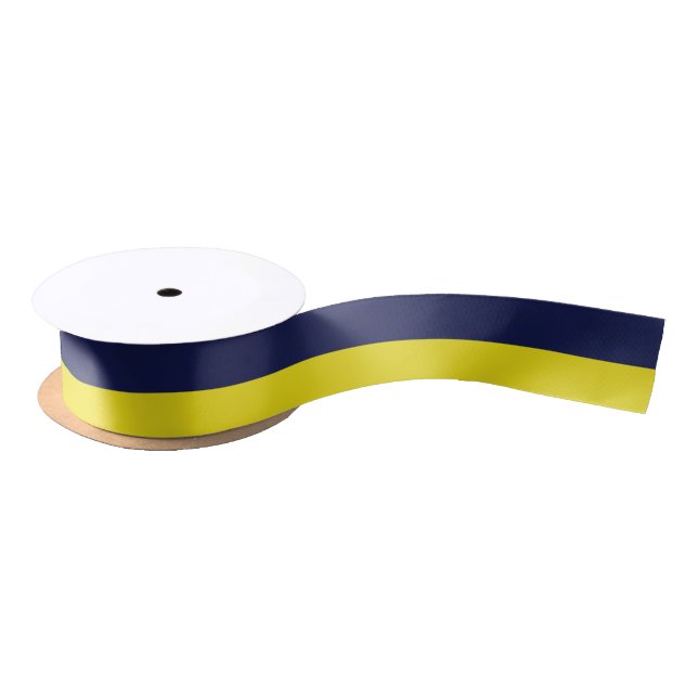 Navy and Yellow-Corn Striped Satin Ribbon (Spool)