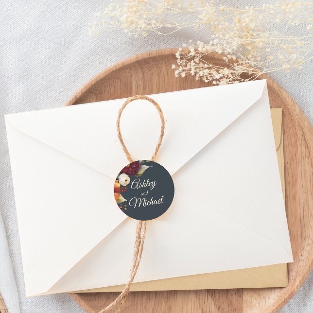 Navy and Yellow Fall Wildflower Classic Round Sticker (Creator Uploaded)