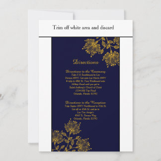Navy and Yellow Floral 3.5x6 Directions Card
