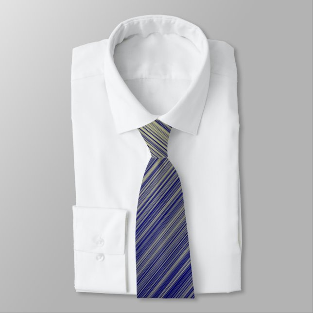Navy and Yellow Gradient Line Pattern Tie (Tied)