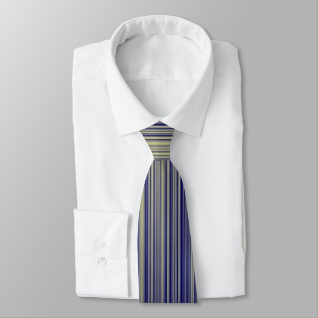 Navy and Yellow Gradient Line Pattern Tie (Tied)