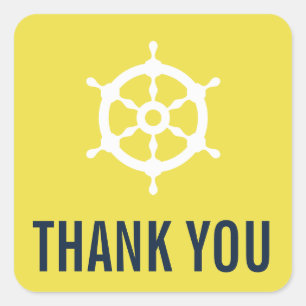 Navy and Yellow Nautical Wedding Thank You Sticker