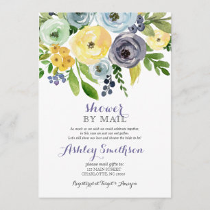 Navy and yellow shower by mail invitation