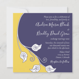 Navy and Yellow Vine Wedding Invitation