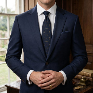 Navy & Antique Gold Equestrian Bit Tie