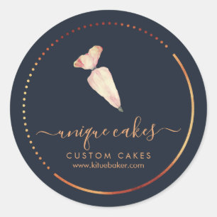 Navy Apricot Cream Squeezer Piping Bag Classic Round Sticker