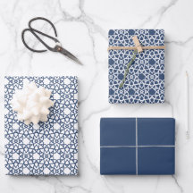 Navy Arabesque Pattern Design