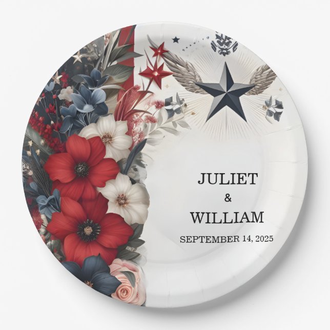 Navy Army War Marine Tactical Military Wedding Paper Plate (Front)