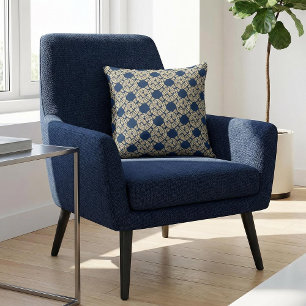 Navy Art Deco Interlaced Rope Pattern Cushion