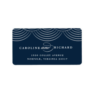 Navy Art Deco String Lights Return Address Label