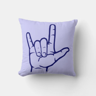 Navy ASL I Love You Throw Pillow