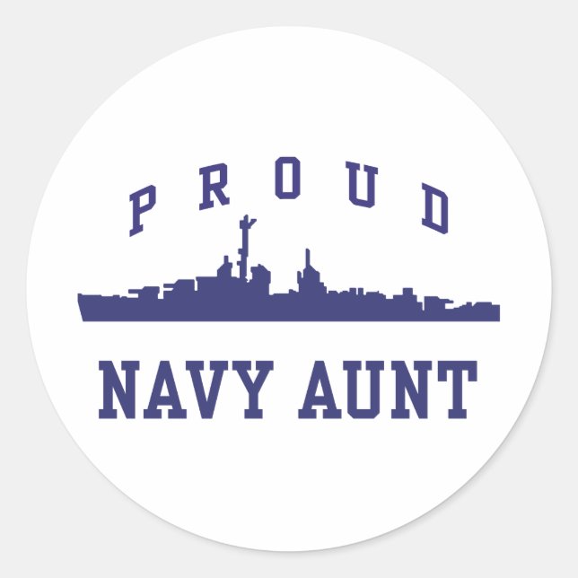Navy Aunt Classic Round Sticker (Front)