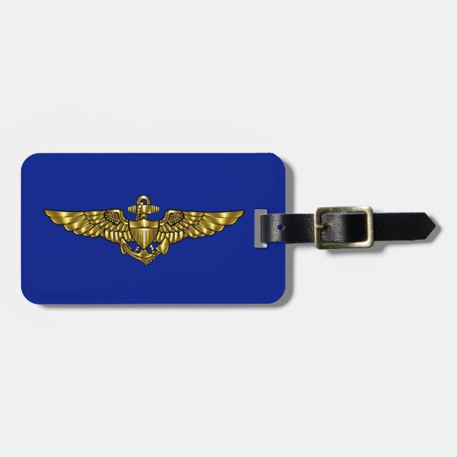 Navy Aviator Wings Luggage Tag (Front Horizontal)