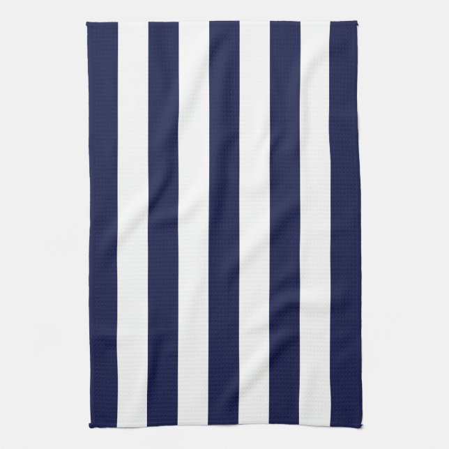 Navy Awning Stripe Tea Towel (Vertical)