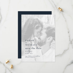 Navy B/W Photo Wedding Save The Date